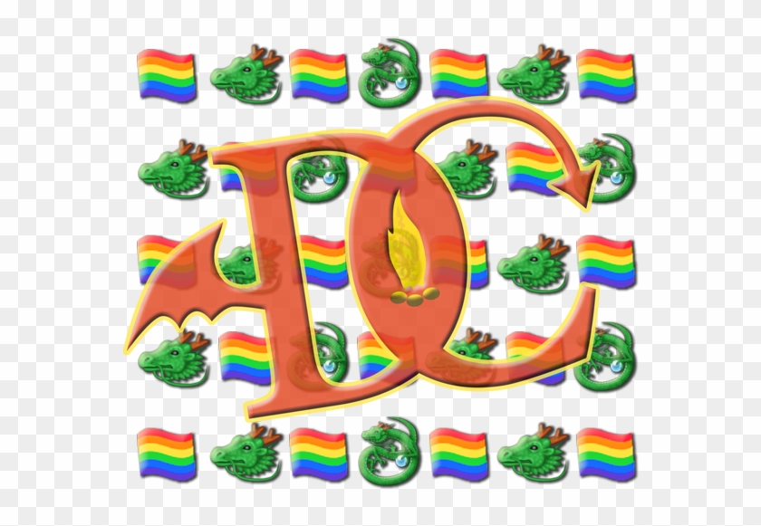 Rainbow Flags And Dragon Emojis Behind A Ghosted Dragon - Educational Toy Clipart
