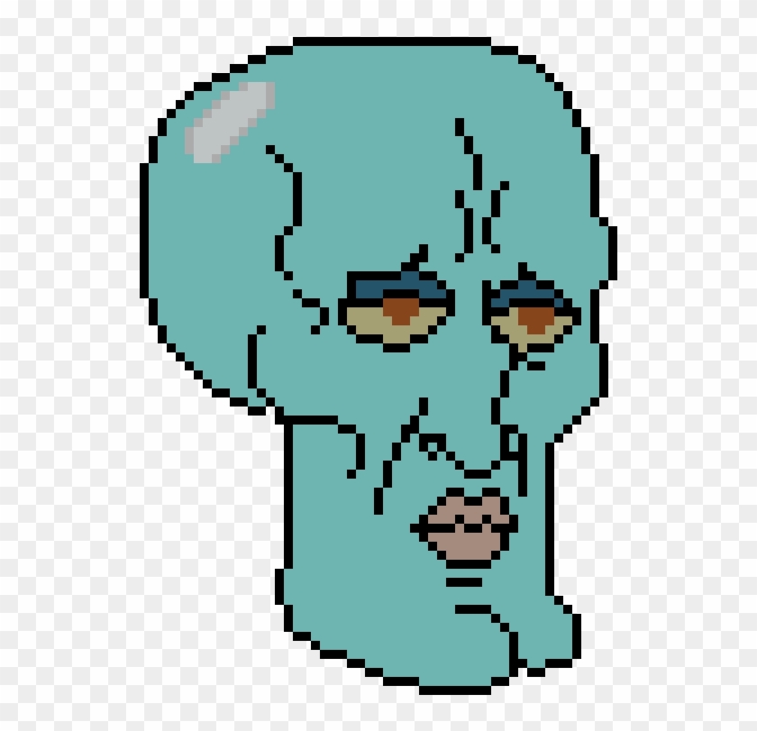 Calamardo Guapo Png - Handsome Squidward Minecraft Pixel Art Clipart #4334997