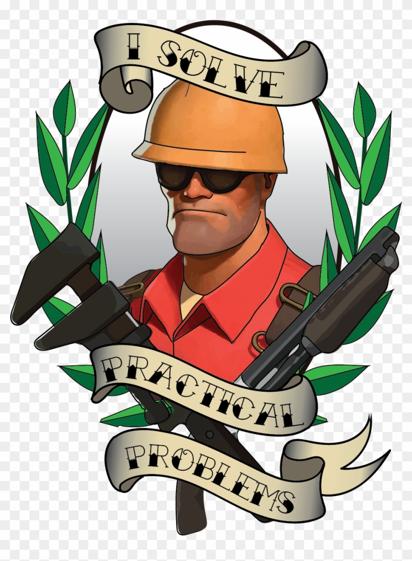 Designed An Engineer Tattoo - Tf2 Engineer Art Clipart #4338872