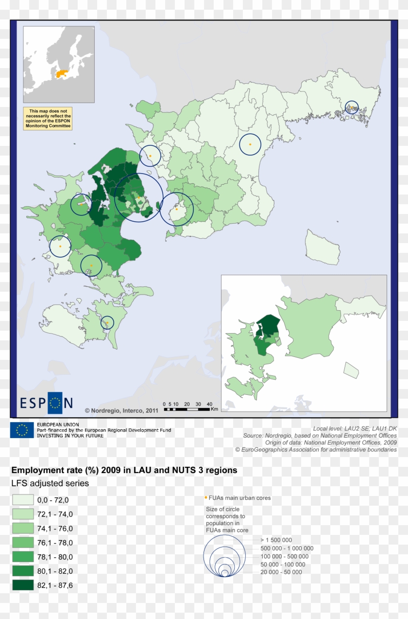 Employment Rate, Lau-2, Nordic Countries, Nordregio - Atlas Clipart #4338879