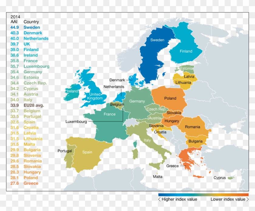 Like Any Composite Indicator, The Active Ageing Index - European Union Map Clipart #4339219