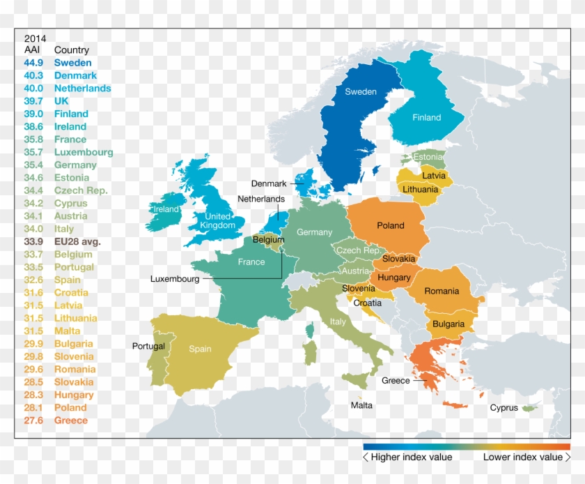 Like Any Composite Indicator, The Active Ageing Index - European Union Map Clipart