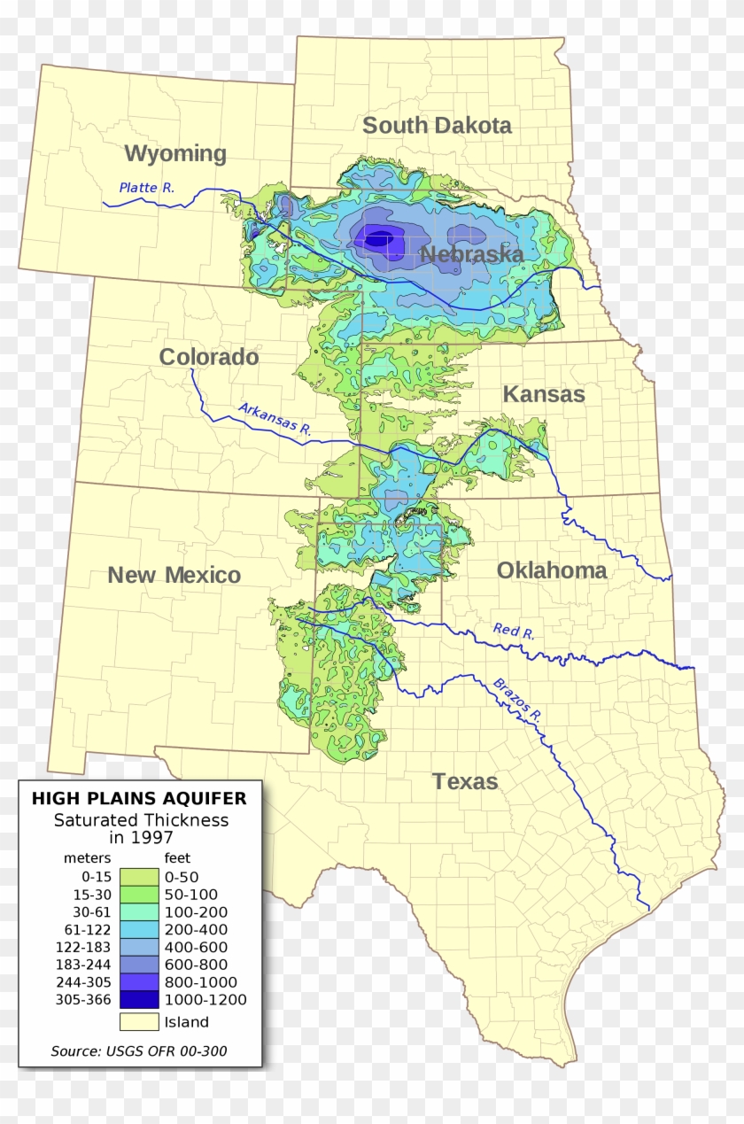2000px Ogallala Saturated Thickness 1997 Sattk97 V2 - Ogallala Aquifer Dakota Access Pipeline Clipart