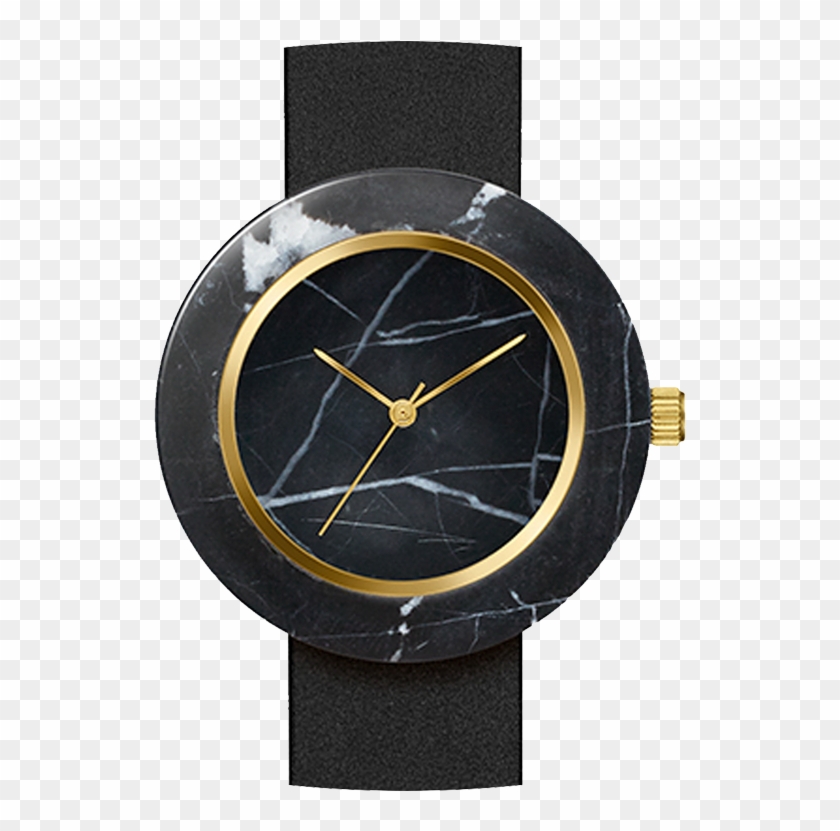 Black Marble Round Body-0 - Analog Watch Clipart #4340054