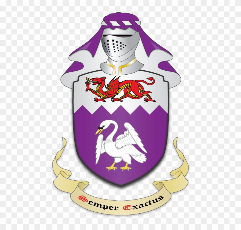 Purpure, A Swan Rising Proper And On A Chief Dancette - Swan Coat Of Arm Clipart #4341407