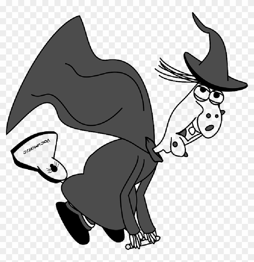 Flying, Halloween, Wizard, Witchcraft, - Witch On A Vacuum Clipart #4344294