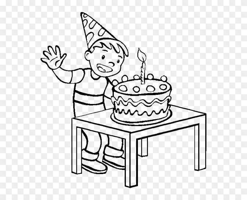 A Happy Boy With Hap - Happy Birthday Coloring Page For Boys Clipart