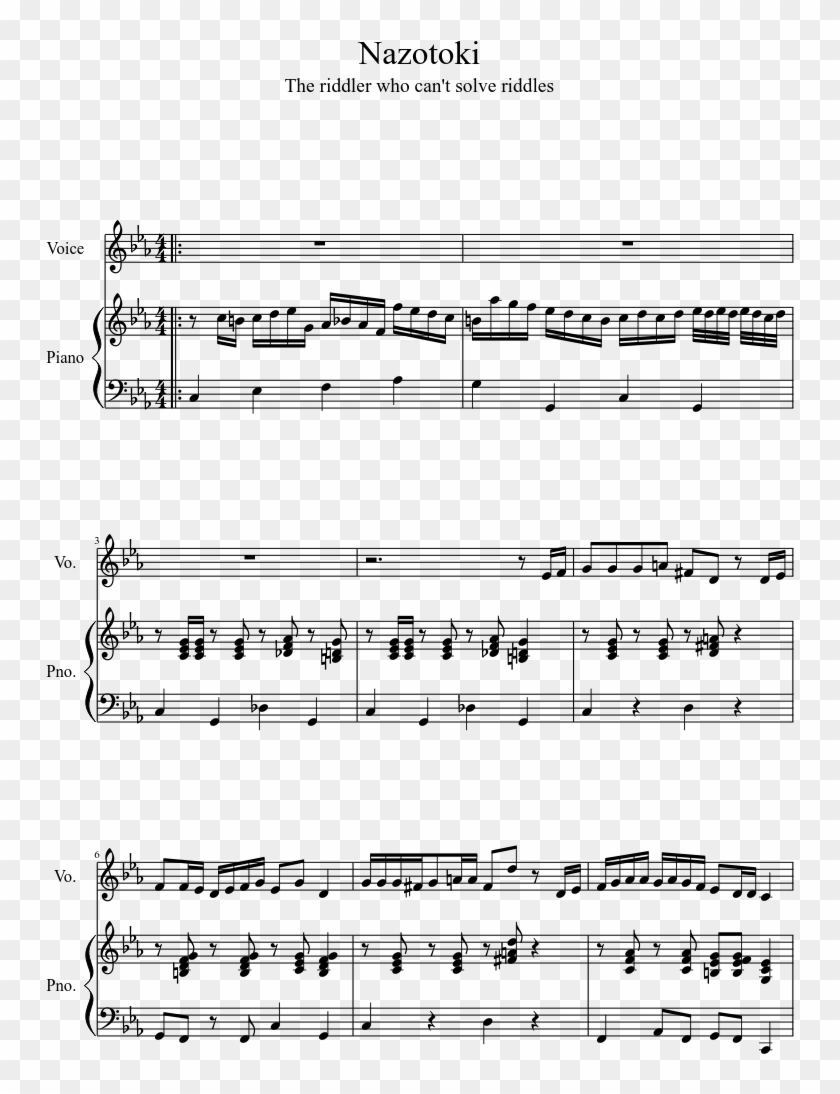 The Riddler Who Can't Solve Riddles - One Day Piano Notes Clipart