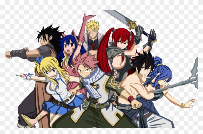 Gajeel, Lucy, Wendy, Natsu, Laxus, Erza, Gray, And - Fairy Tail Clipart #4348634