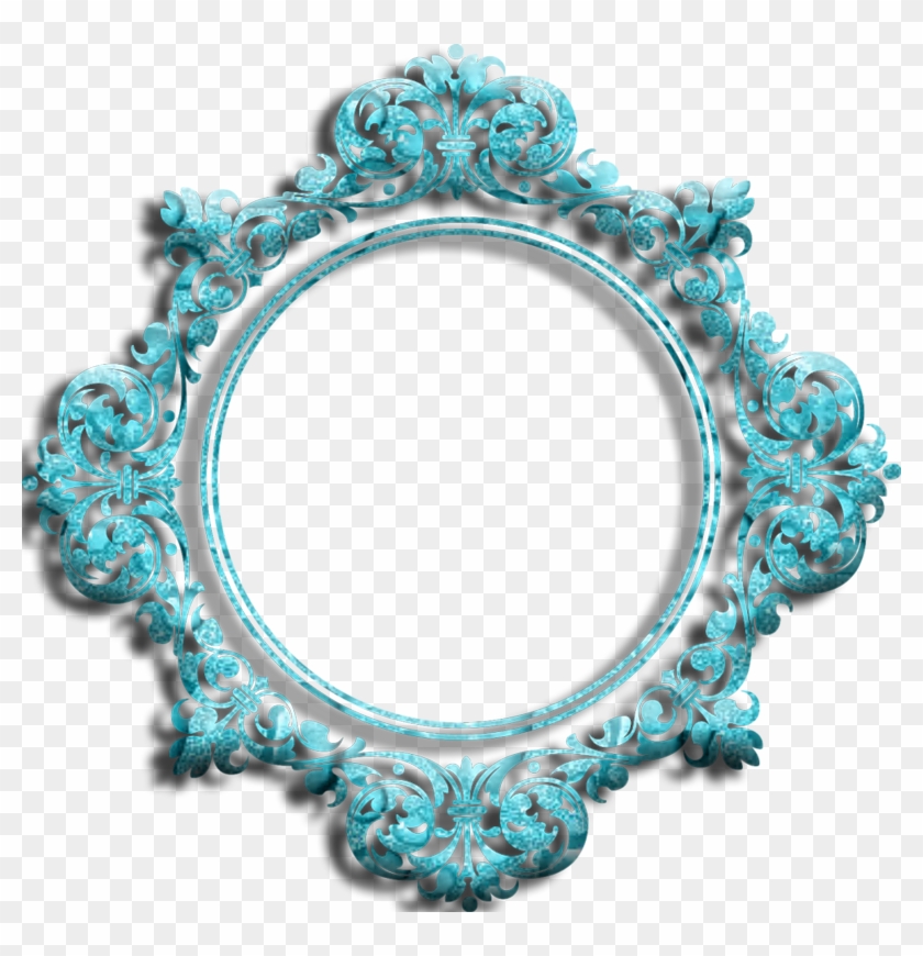Dekoratif Turkuaz Png Çerçeveler,yeni Perforje Desenli - Boş Resim Çerçevesi Yuvarlak Clipart