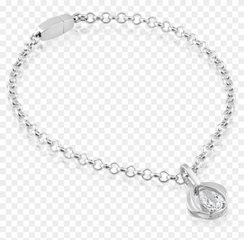 Sterling Silver Chain Anklet With Clear Gem Blossom - Bracelet Clipart #4351392