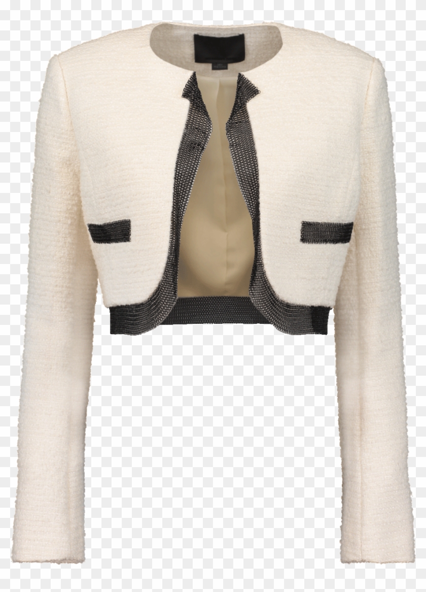 Alexander Wang Chain Mail Trim Crop Jacket In Ivory - Formal Wear Clipart #4352022