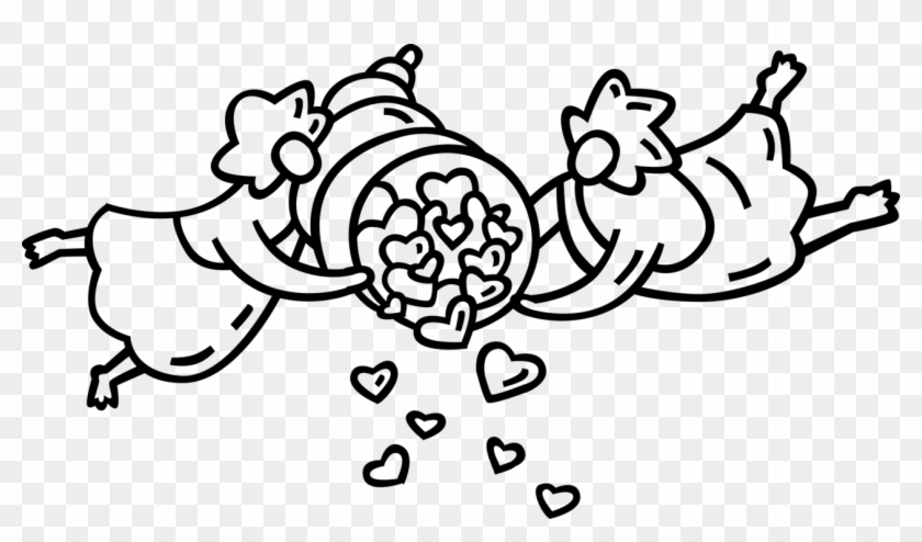 Vector Illustration Of Cupid God Of Desire And Erotic - Line Art Clipart #4354817