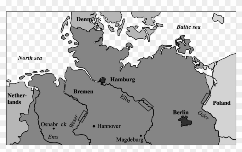 Map Illustrating The Location Of The Study Sites On - Map Of North Germany With Rivers Clipart