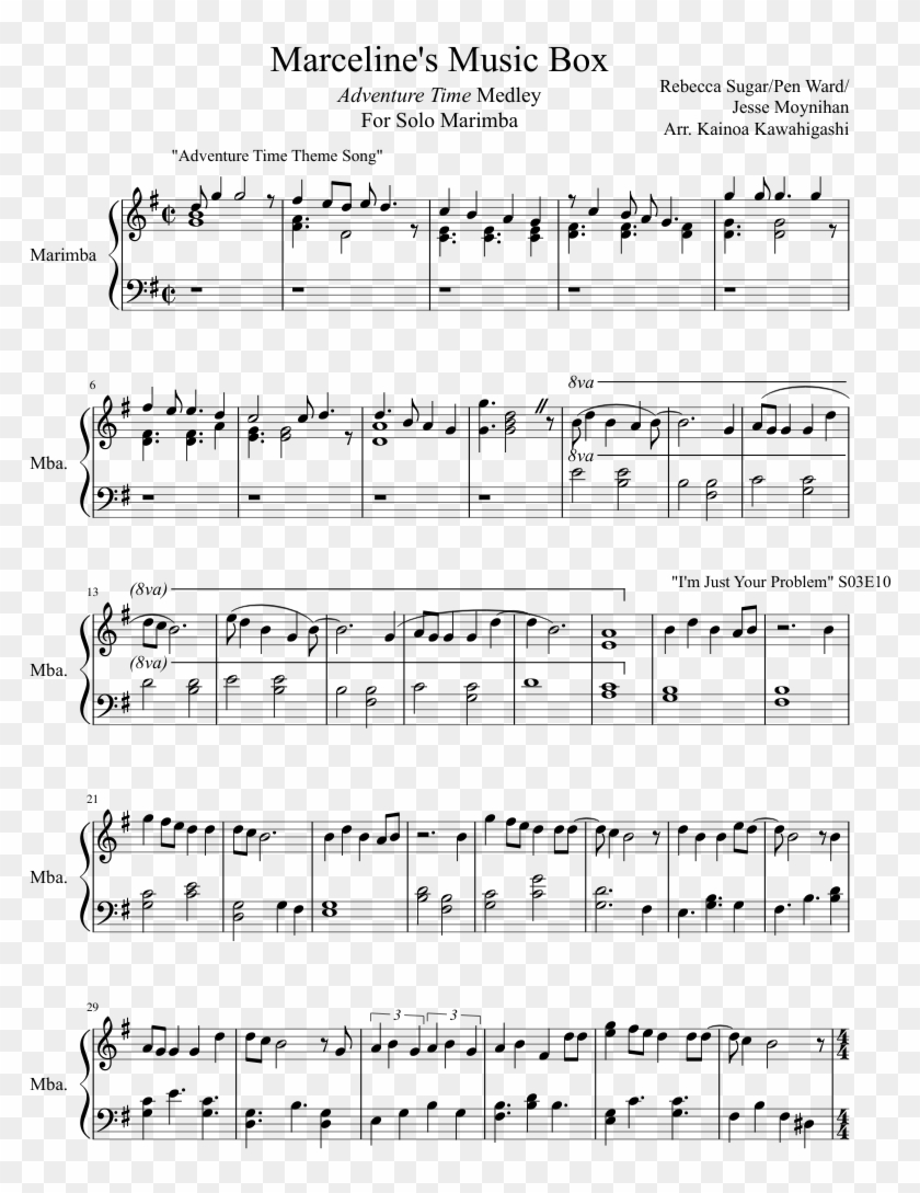 Marceline's Music Box Sheet Music Composed By Rebecca - Slow Dancing In The Dark Piano Sheet Music Clipart