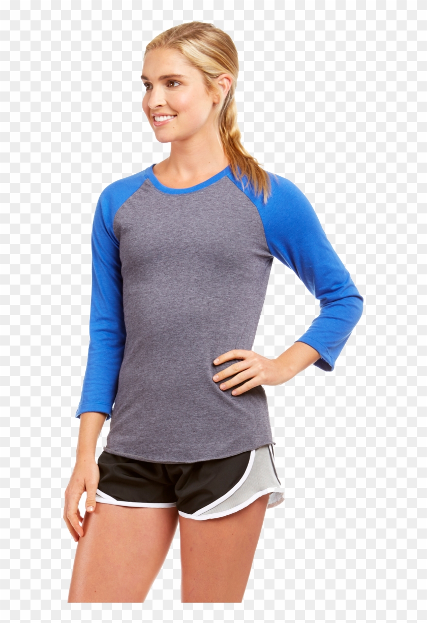 Juniors Heathered Baseball Tee - Girl Clipart