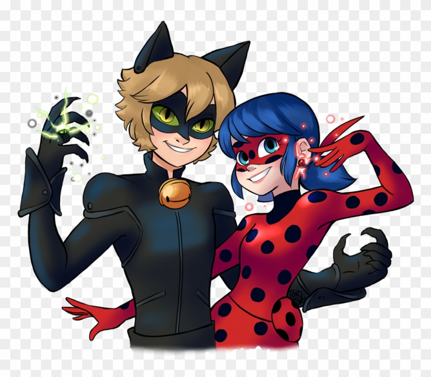 #miraculousladybug #miraculous #ladybug #catnoir #catbug - Miraculous Ladybug And Chat Noir Cartoon Clipart #4359298