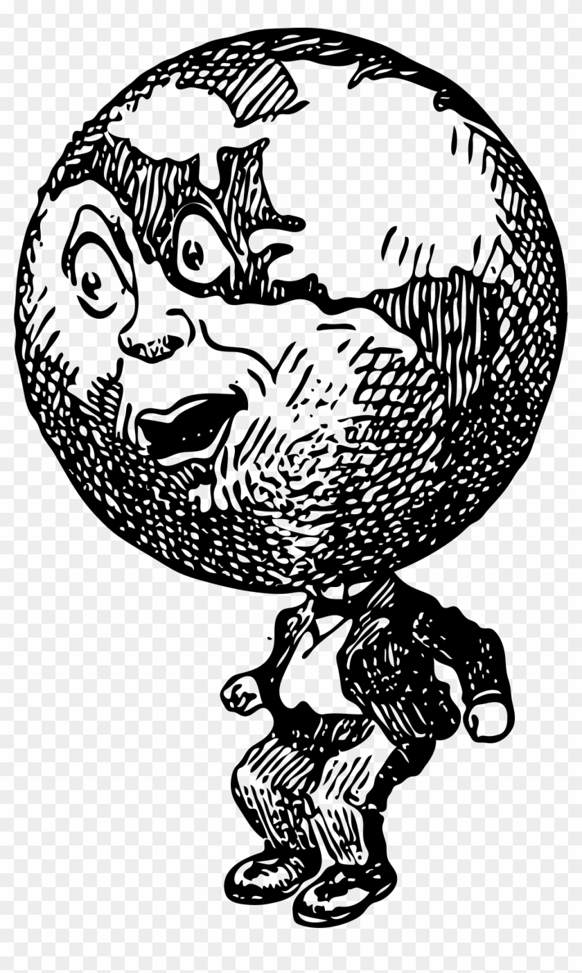 This Free Icons Png Design Of Globe Man - Drawing Of Earth With Face Clipart