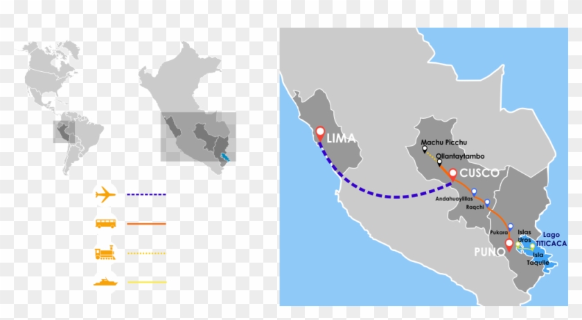 Machu Picchu And Lake Titicaca - Map Clipart