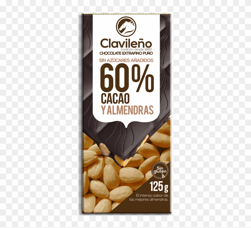 Chocolate Extrafino Negro Con Almendras Sin Azúcar - Clavileno 70% Clipart #4363918