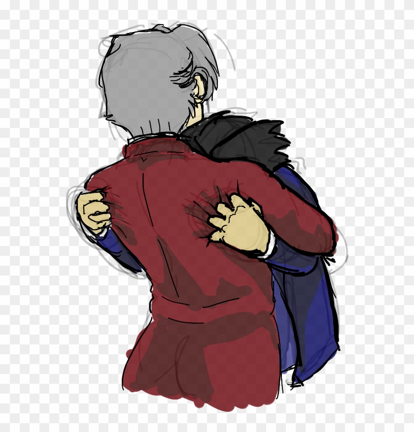 Just Wanted To Draw A Cute Miles Comforting Phoenix - Phoenix Wright X Miles Clipart #4365338