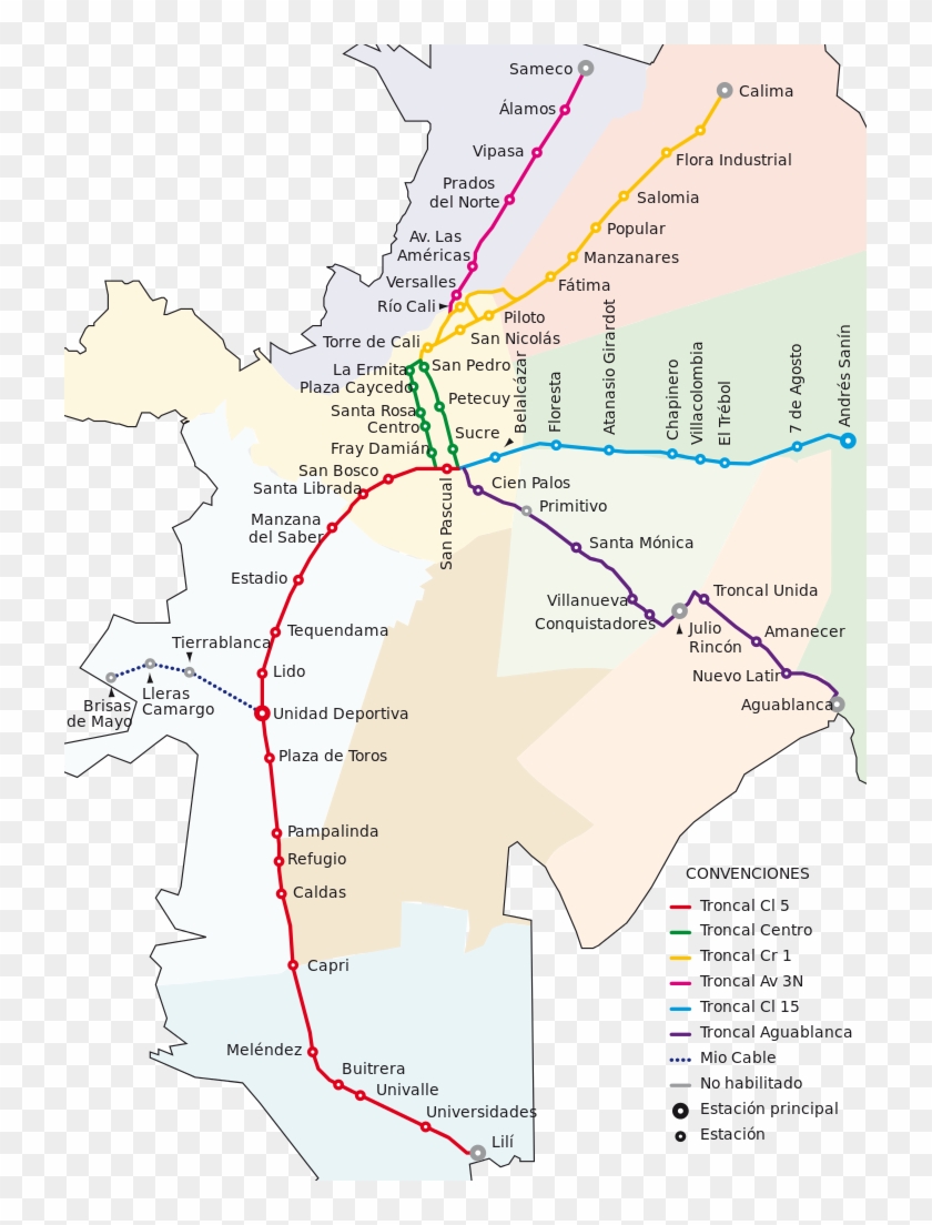 Mapa Troncales Sitm-mio - Mapa Del Mio Cali Clipart
