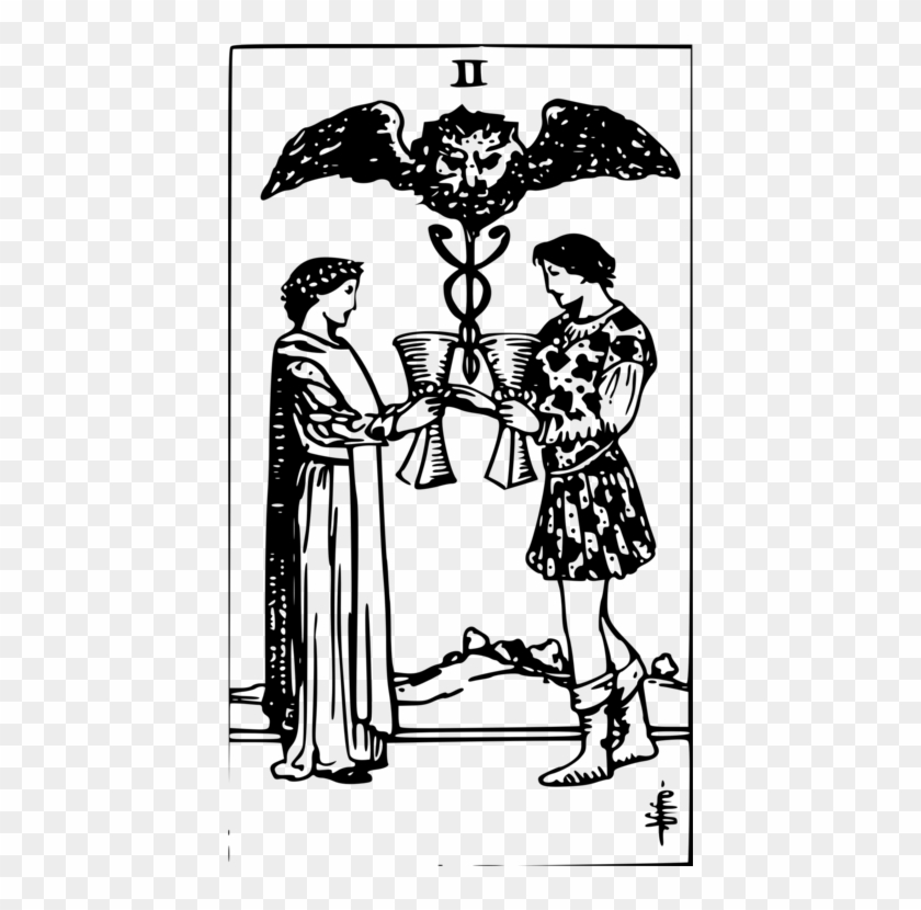 Two Of Cups Rider-waite Tarot Deck Suit Of Cups Thoth - Two Of Cups Rider Waite Clipart
