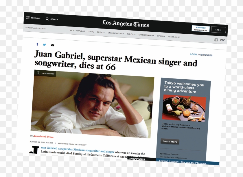 Nota De La Muerte De Juan Gabriel Sitio Web Los Angeles - Website Clipart #4367855