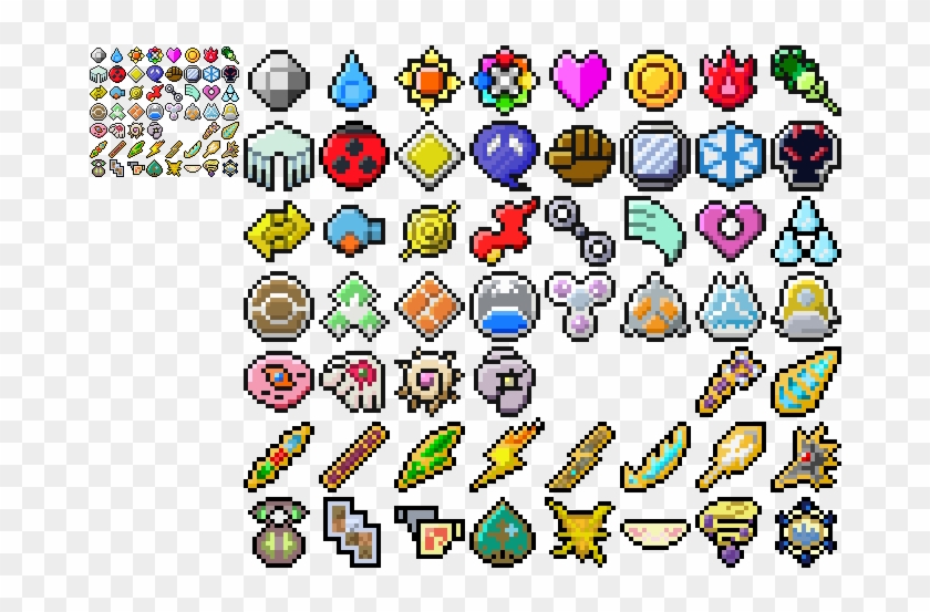 I Updated My Badge Sprites, Now With Unova And Kalos - Pokemon Gym Badges Sprites Clipart