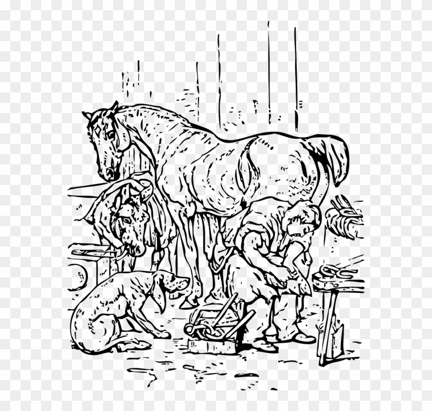 Coloring Pages Of Horses And Dogs Clipart #4368560