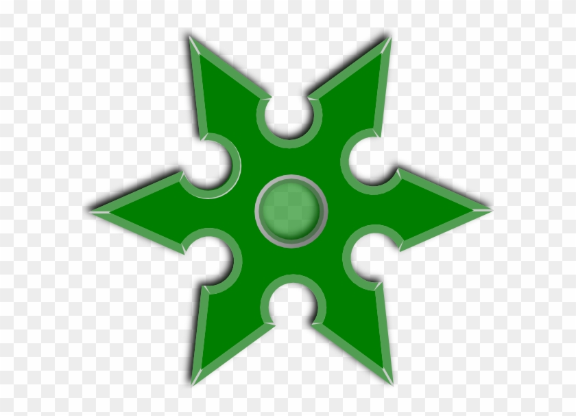 Green Throwing Star Clip Art At Clker Ⓒ - Shuriken Png Transparent Png #4371777