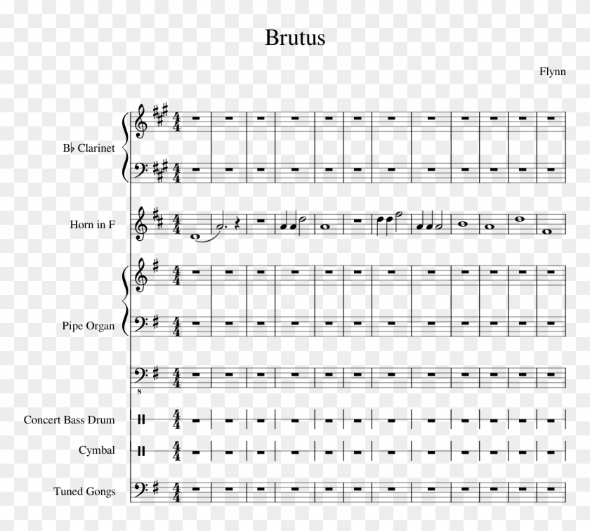 Brutus Sheet Music For Clarinet, French Horn, Organ, - Plot Clipart #4376859