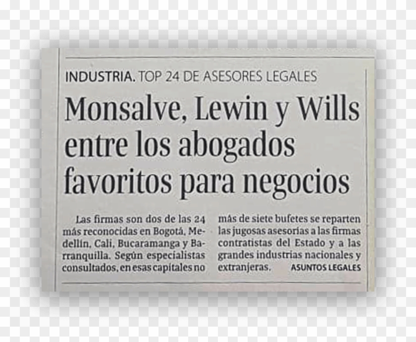 Monsalve Abogados, Fue Reconocida Por El Diario La - Commemorative Plaque Clipart