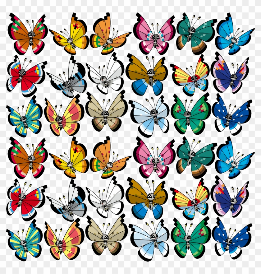 There Are A Lot Of Patterns Of Vivillon - Shiny Vivillon Clipart