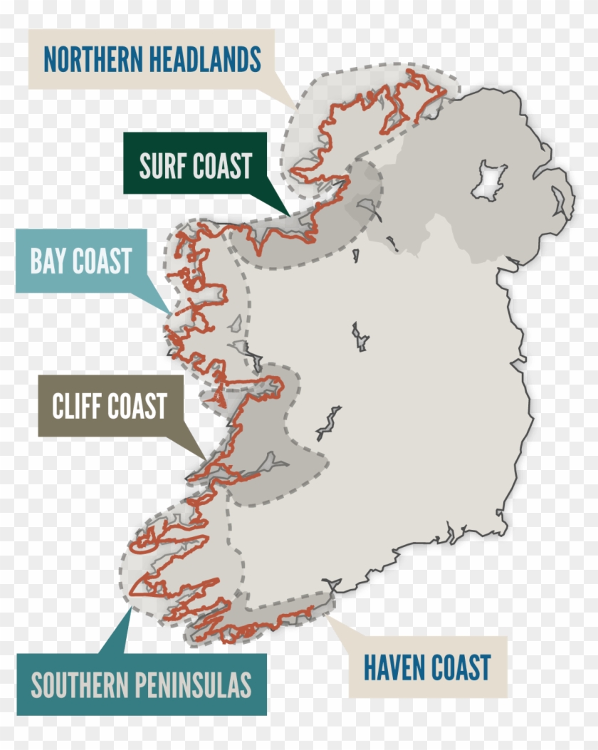Regions Map - Wild Atlantic Way Ireland Clipart #4380821
