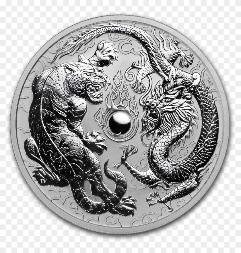 Buy 2018 Australia 1 Oz Silver Dragon & Tiger Bu Coin - 1 Oz Dragon And Tiger Gold Coin 2019 Clipart