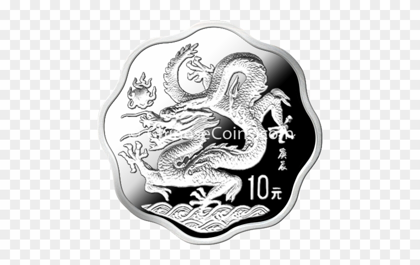 2000 10y Silver Dragon Scallop Coin Rev - Illustration Clipart