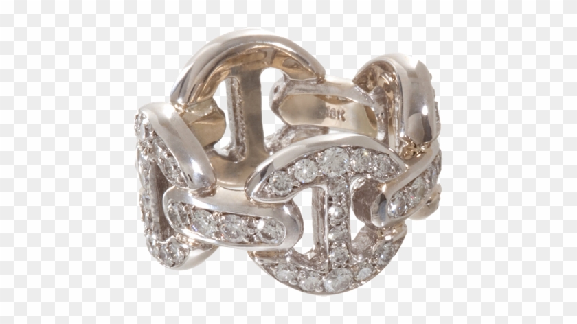 Hoorsenbuhs White Gold & Diamond Antiquated Quad-link - Body Jewelry Clipart