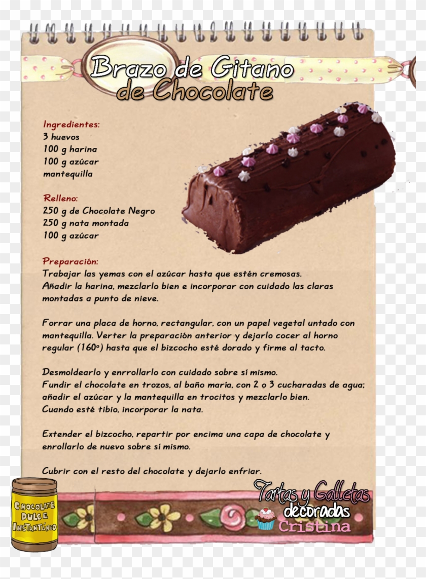 Brazo De Gitano De Chocolate - Recetas De Pasteles Escritas Clipart