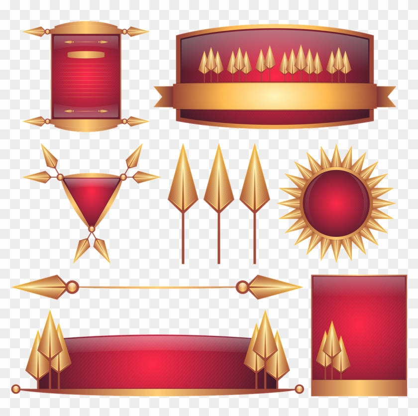 Badges Red Gold Decorative Png Image - ป้าย ทอง Png Clipart