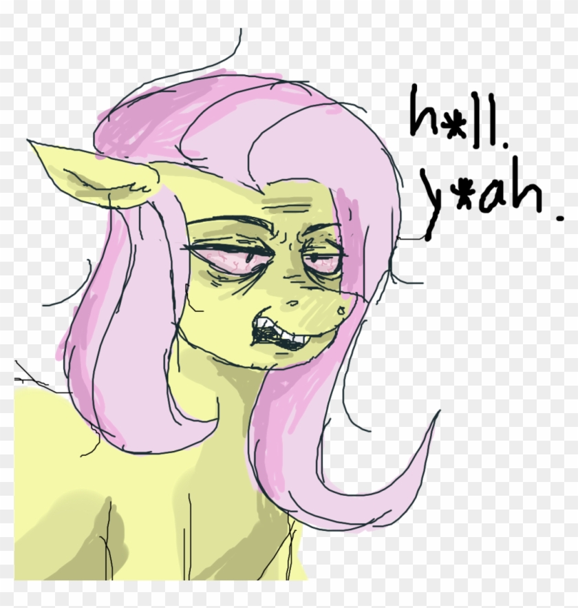 Fluttershy, High, Messy Mane, Safe, Solo, Stoned - Cartoon Clipart #4387782