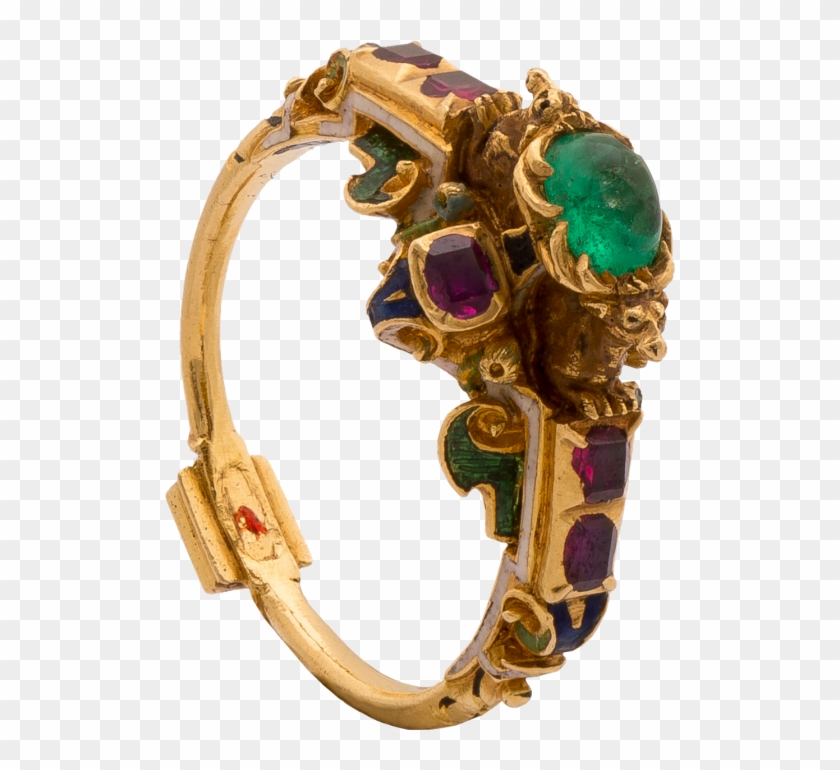 Renaissance Enameled Ring Set With Emeralds And Rubies - Renaissance Ring Emerald Clipart