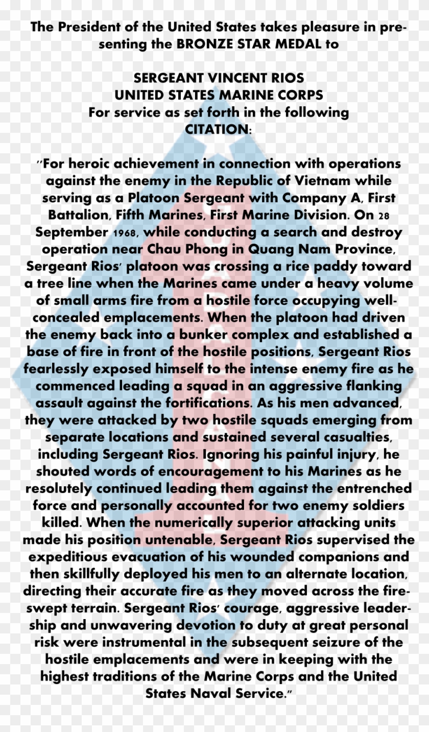 Sergeant Vincent Rios, 2nd Bronze Star - Five Reason Why Allah Test You Clipart