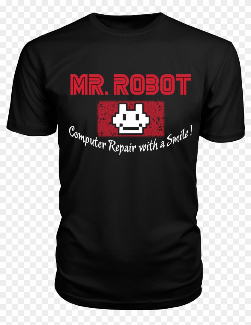 Robot Logo Computer Repair With A Smile Tee - Mother Of Frenchies T Shirt Clipart
