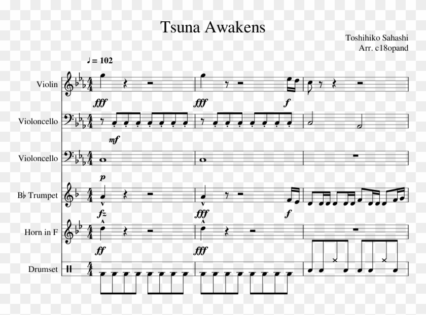 Tsuna Awakens Sheet Music Composed By Toshihiko Sahashi - Sheet Music Clipart