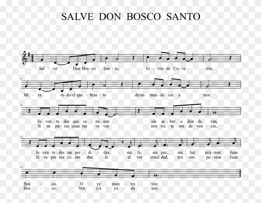 Salve Don Bosco Santo Sheet Music 1 Of 1 Pages - Salve Don Bosco Santo Spartito Clipart