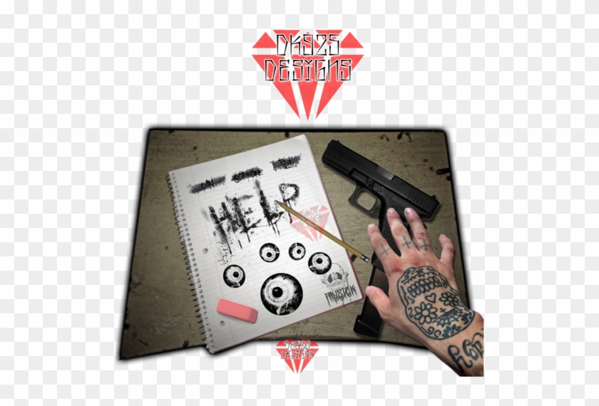 Notebook On Desk - Airsoft Gun Clipart