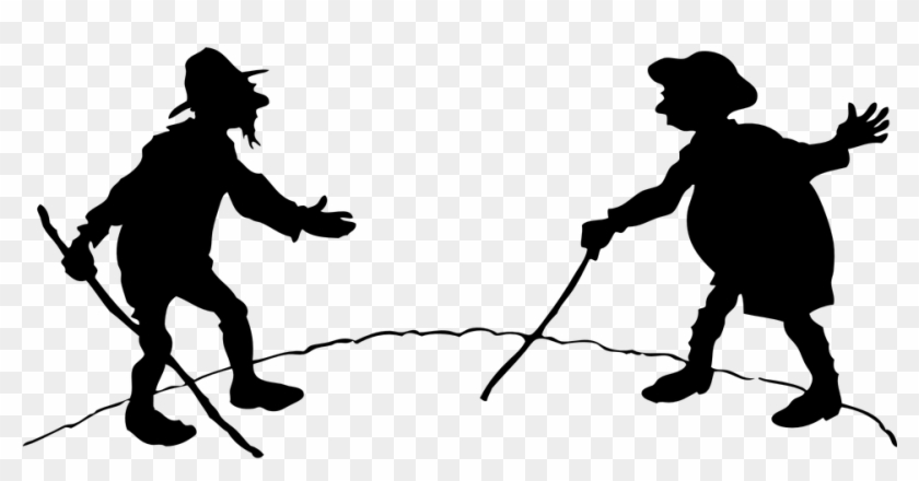 Two Men Walk Canes Friend Elderly Aging Senior - Two Men Fighting Clipart - Png Download