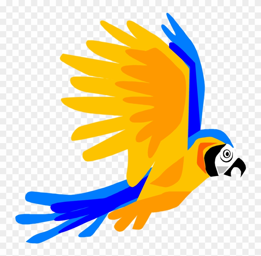 Blue And Yellow Macaw Clipart Flight - Tropical Birds Flying Cartoon - Png Download