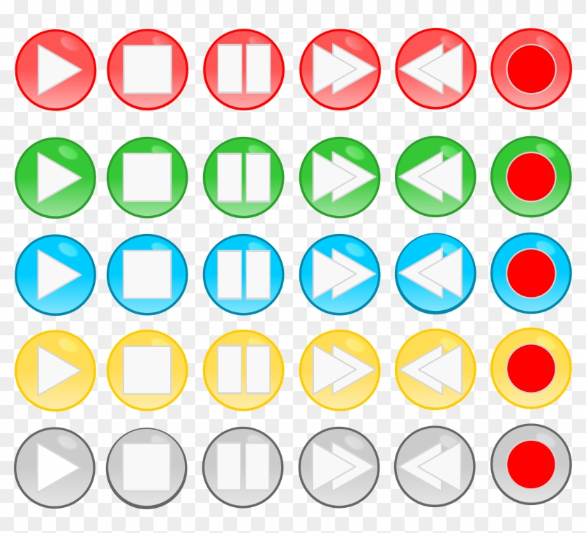 Buttons, Multimedia, Pause, Playback, Record, Rewind - Botones De Reproduccion Png Clipart #441336